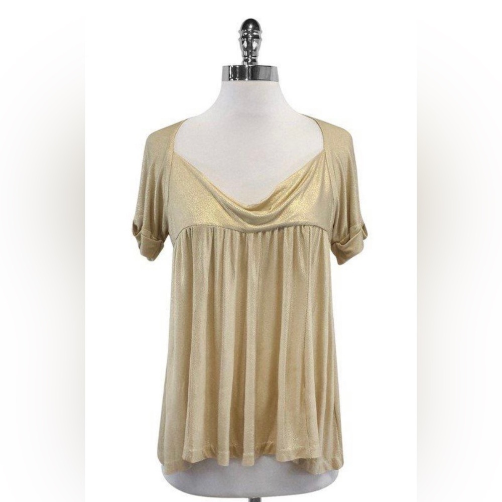 Diane von Furstenberg gold short sleeve draped tunic